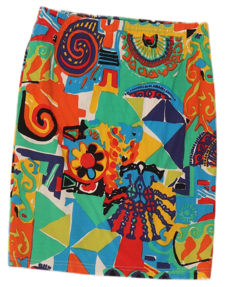 Gonna dritta da donna vintage IT 42 media W26 multicolore