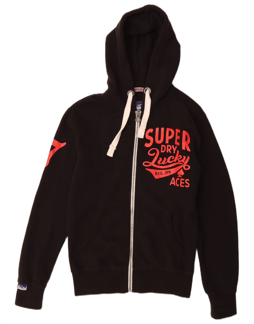 Maglione con cappuccio e zip grafica da uomo SUPERDRY piccolo in cotone nero