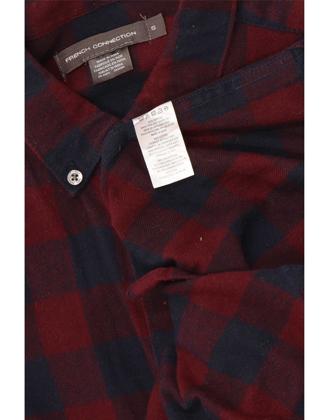 Camicia da uomo in flanella French Connection piccola in cotone a quadretti rossi