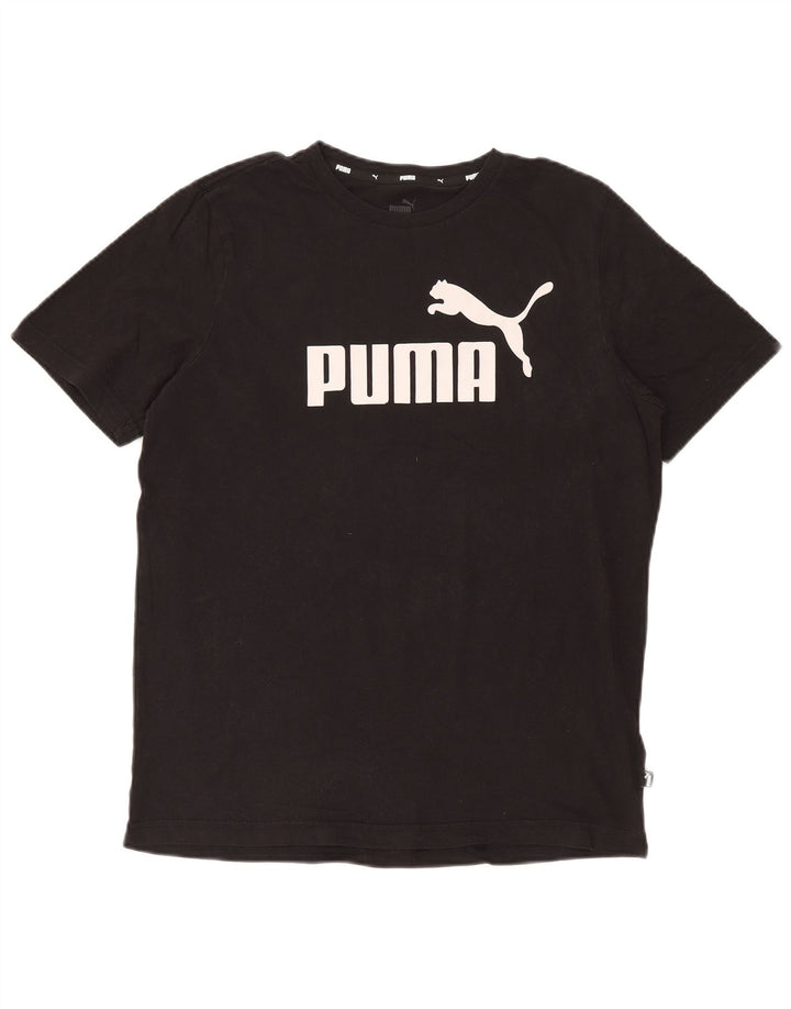 T-shirt grafica da uomo Puma Top in cotone nero medio