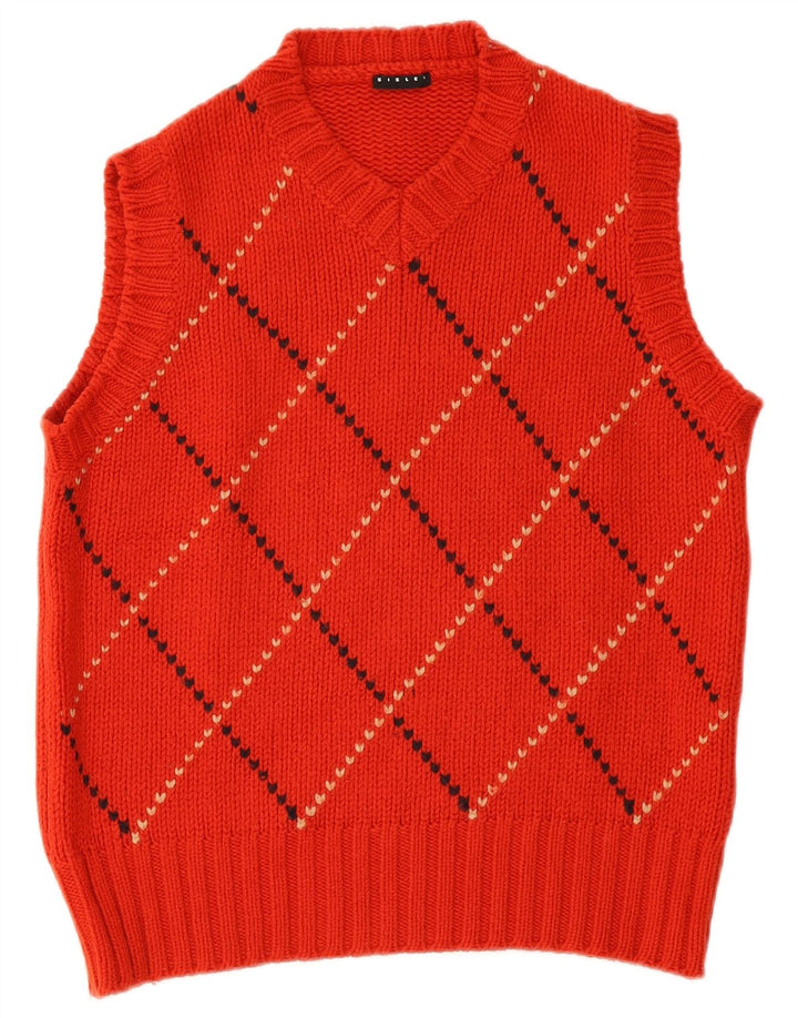 Canotta da donna Sisley UK 16 grande rossa a rombi/diamante
