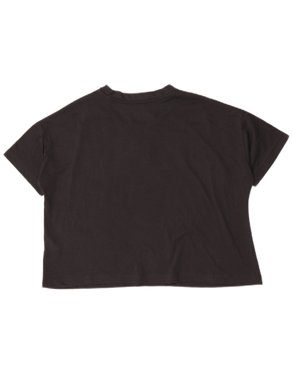 T-shirt grafica corta da donna Adidas UK 12/14 Medium Nero floreale