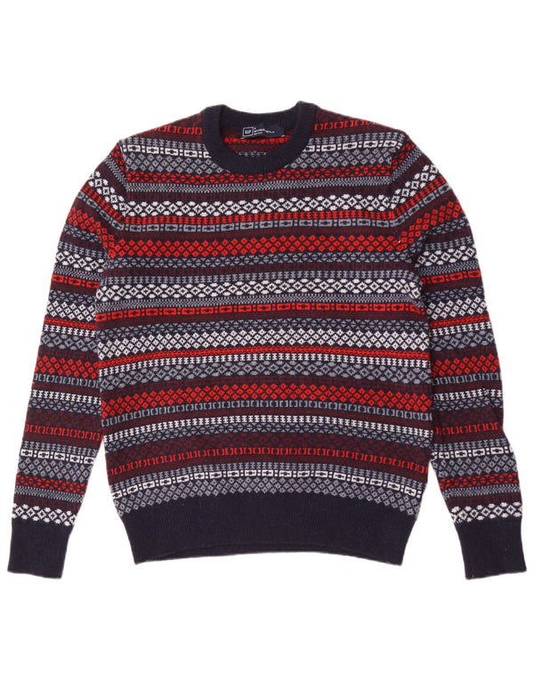 Maglione da uomo girocollo Gap piccolo in lana d'agnello geometrica blu navy