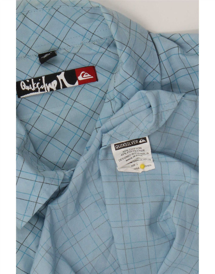 Camicia a maniche corte da uomo Quiksilver, cotone a quadri blu grandi