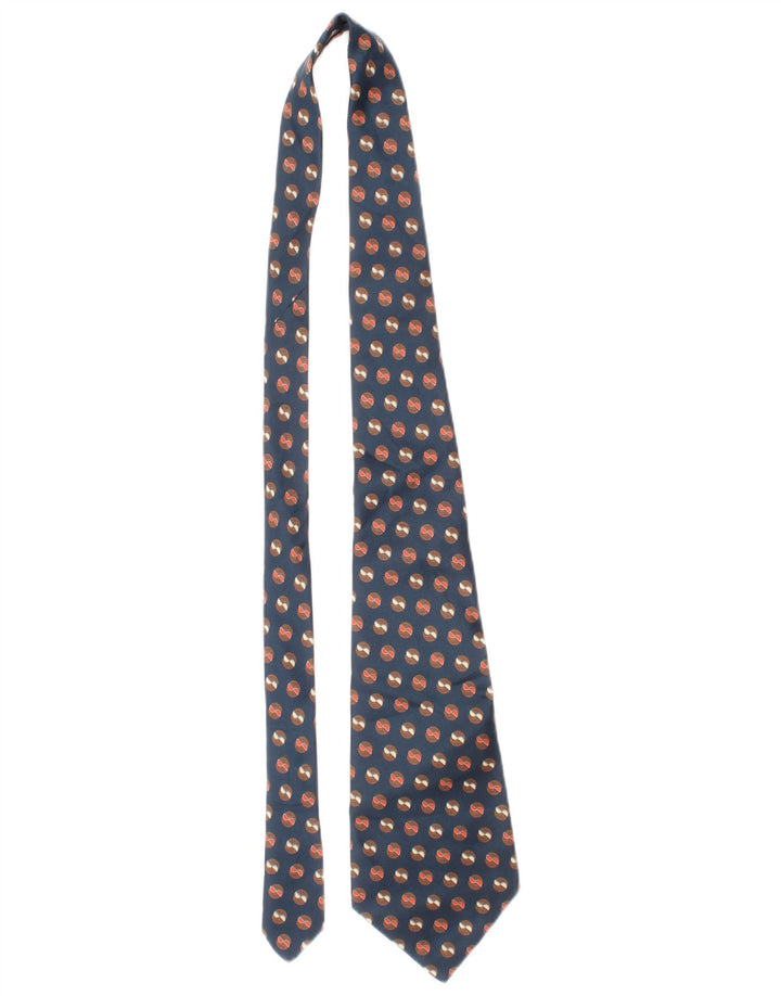 Cravatta Vintage da Uomo Taglia Unica L56 Blu a Pois in Seta Classica