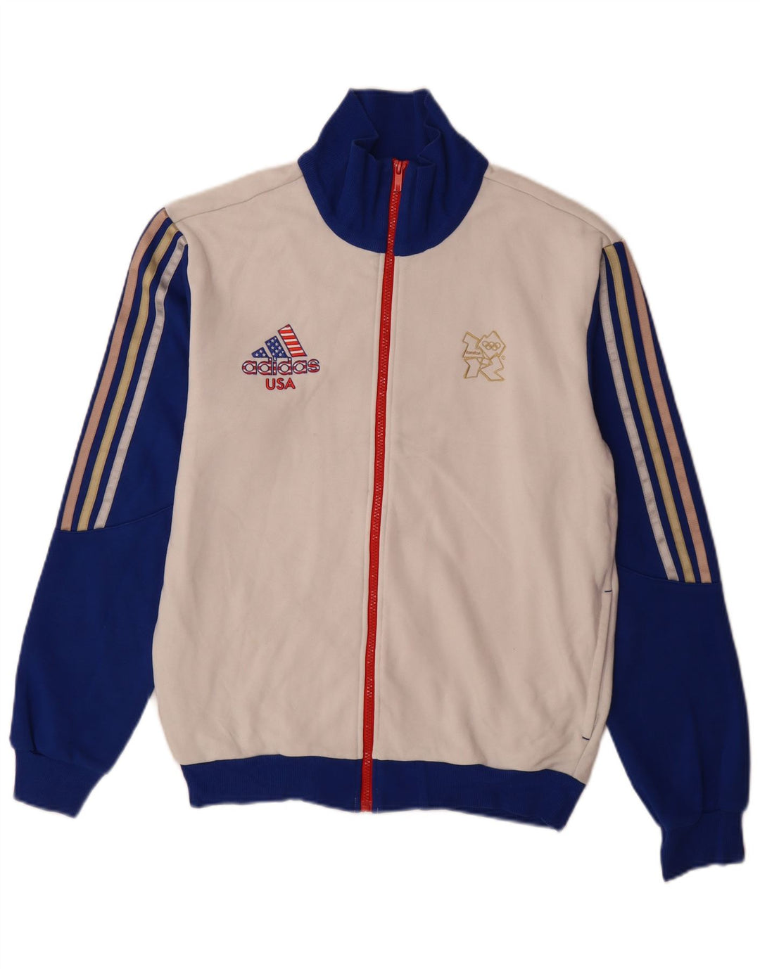 Giacca da ginnastica da uomo Adidas, giacca in cotone color block bianco medio