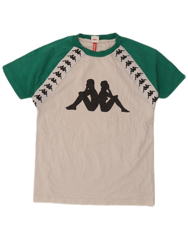 T-shirt grafica da uomo Kappa Top Small in cotone color block bianco