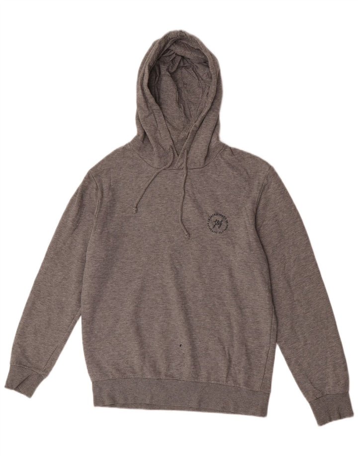 Maglione con cappuccio da uomo Jack & Jones in cotone chiazzato grigio medio