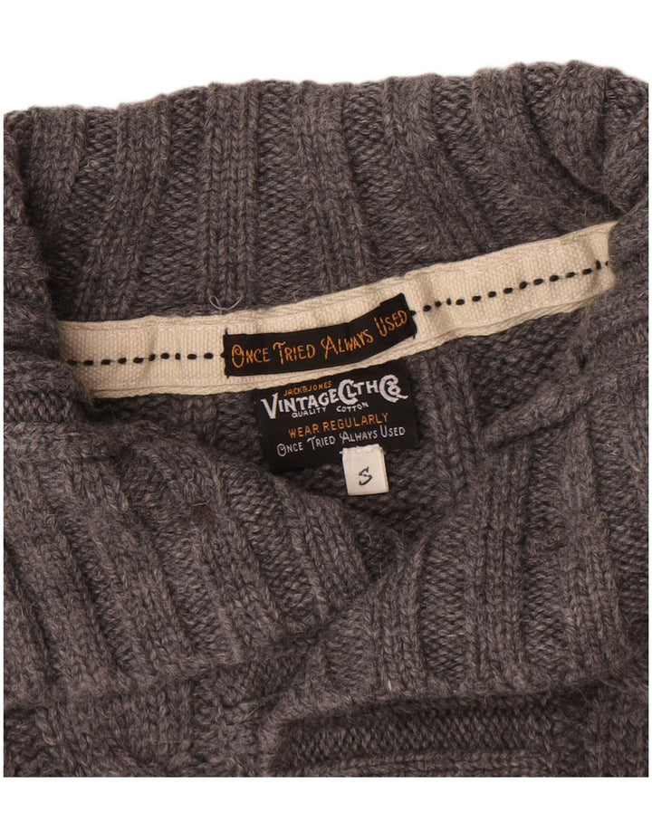 Maglione da uomo Jack & Jones con bottoni e collo piccolo in lana grigia