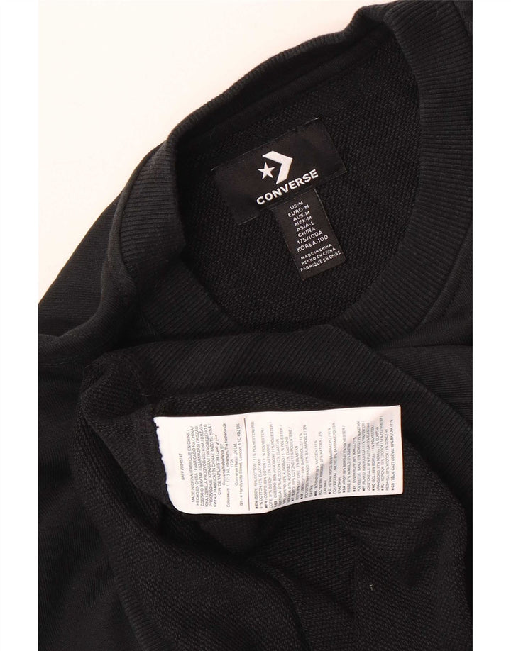 Felpa grafica da uomo Converse Felpa media in cotone nero