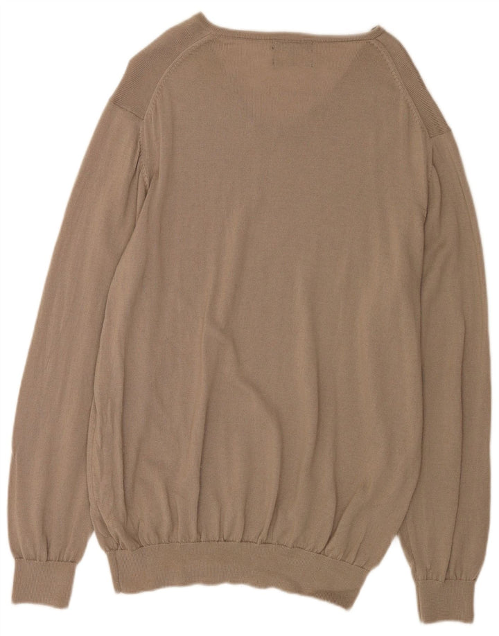 Maglione da uomo con scollo a V autografo Marks & Spencer XL in lana beige