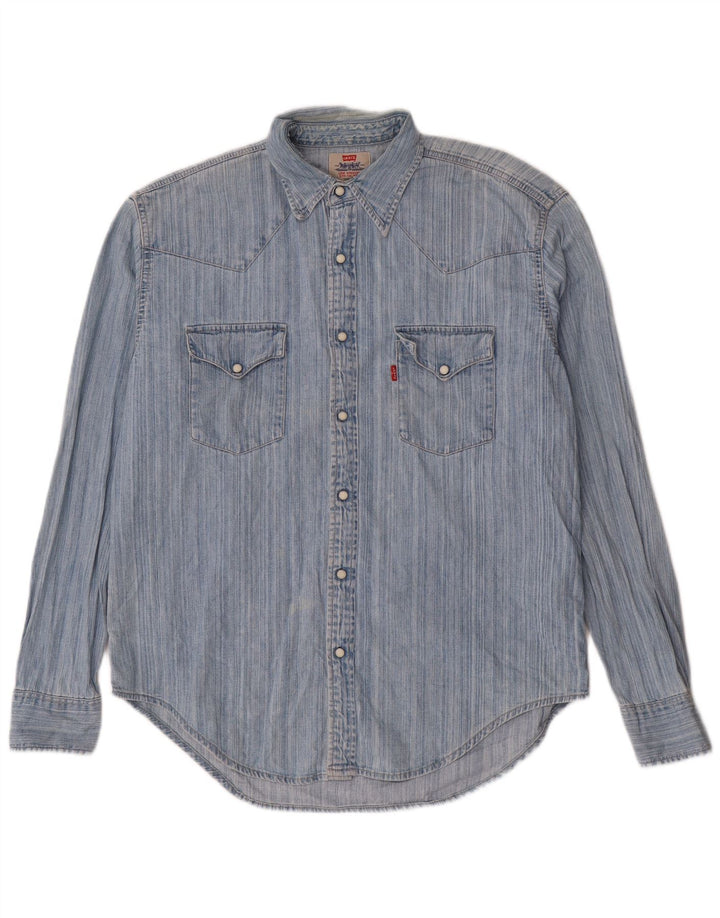 Camicia Levi's da uomo in denim di cotone gessato blu grande