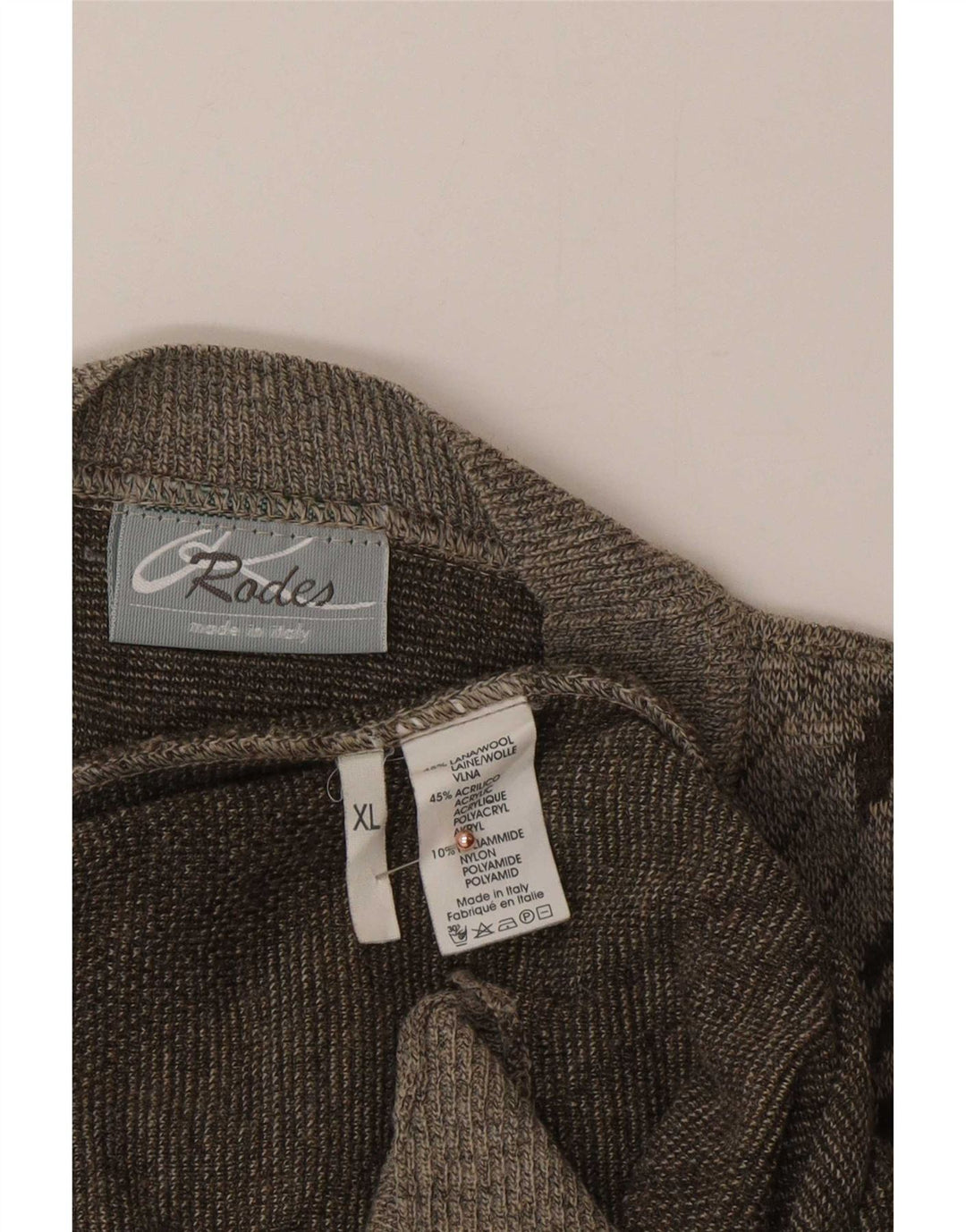 Maglione cardigan da uomo Rodes XL in lana geometrica grigia