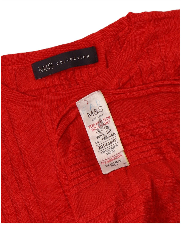 Maglione maglione girocollo corto da donna Marks & Spencer UK 10 piccolo rosso