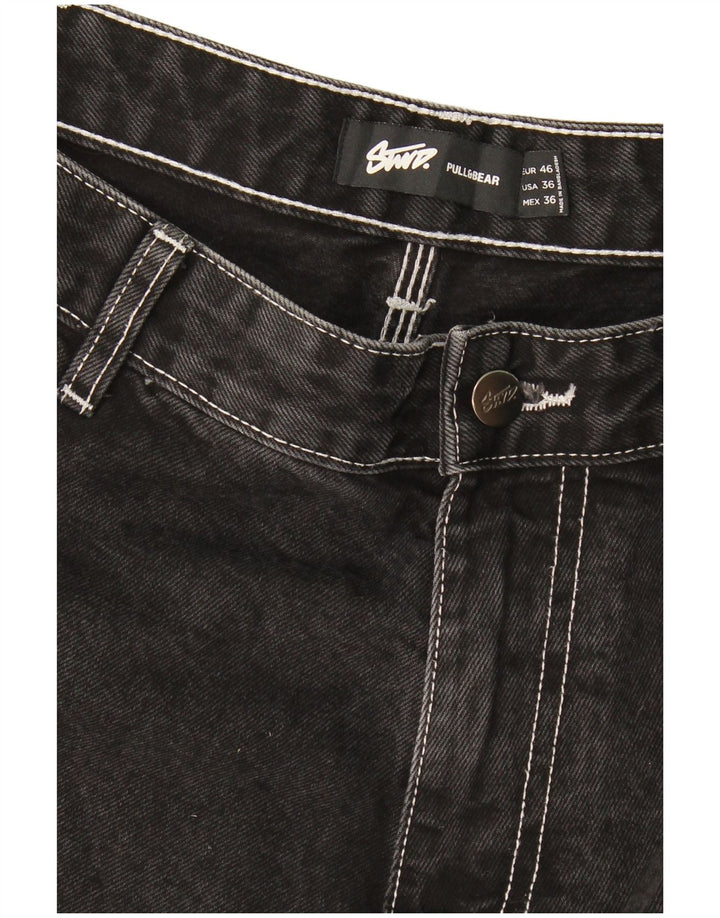 Pantaloncini cargo in denim da uomo Pull & Bear EU 46 XL W36 neri