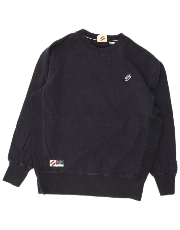 Felpa da uomo ampia Superdry, maglione XS, cotone blu navy