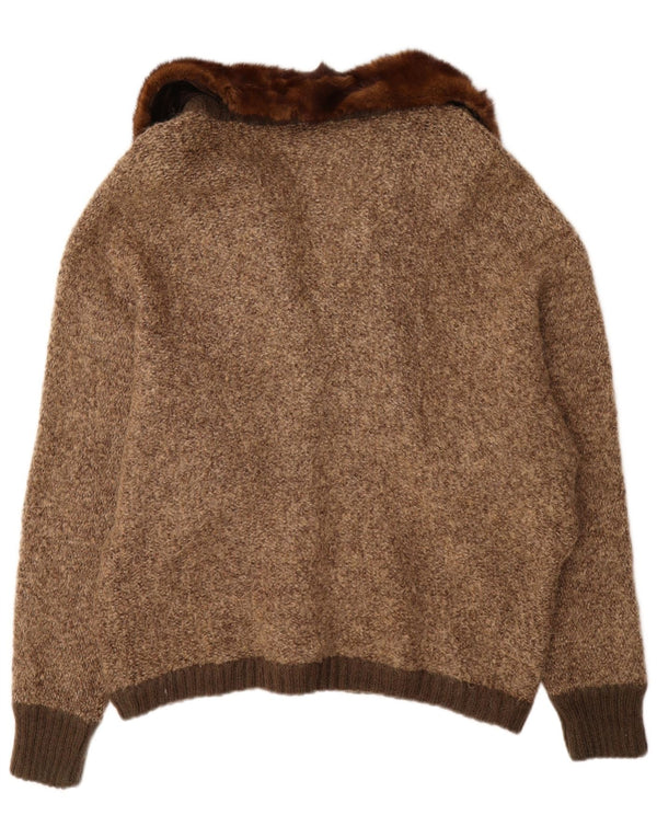 Maglione cardigan da donna VINTAGE UK 18 XL Marrone