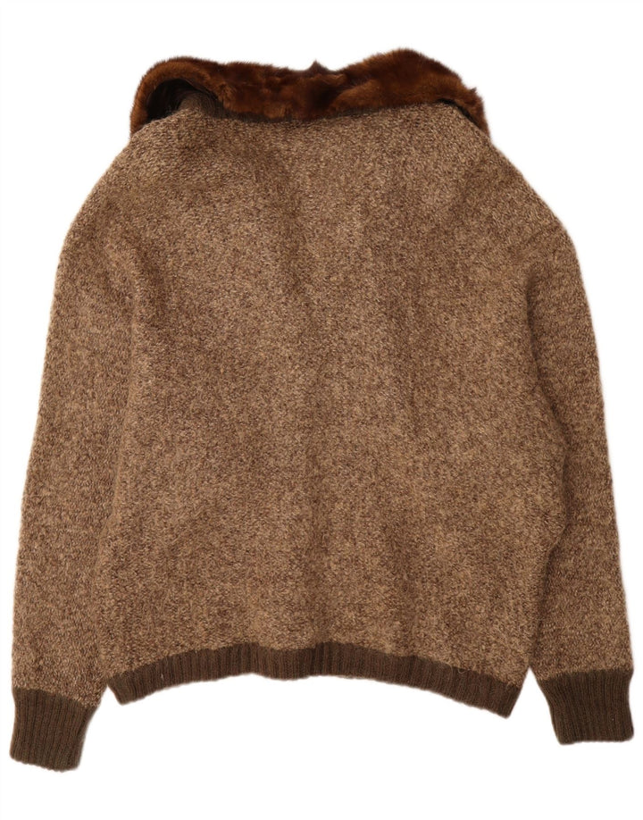 Maglione cardigan da donna VINTAGE UK 18 XL Marrone