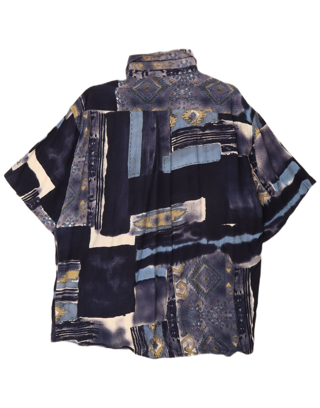 TIPO'S Camicia a maniche corte da uomo grande in viscosa patchwork blu navy