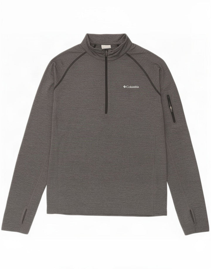 Columbia Maglia da tuta da uomo con zip e collo in poliestere mélange grigio medio