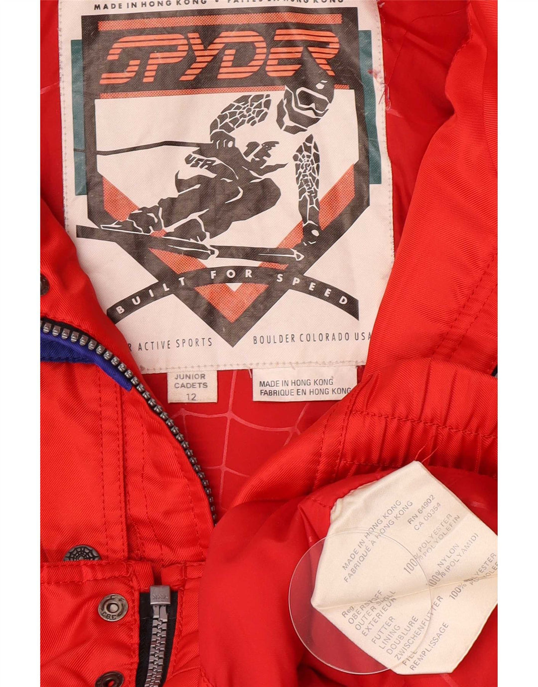 Giacca da sci con cappuccio per ragazzi Spyder 11-12 anni Poliestere color block rosso