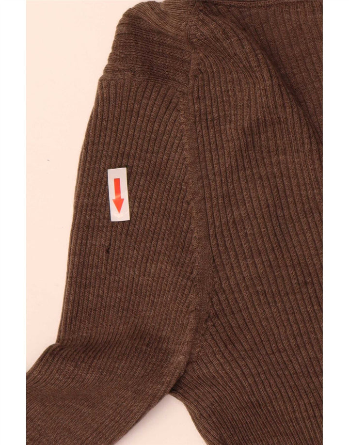 Massimo Dutti Maglione cardigan lungo da donna UK 10 piccolo lana marrone