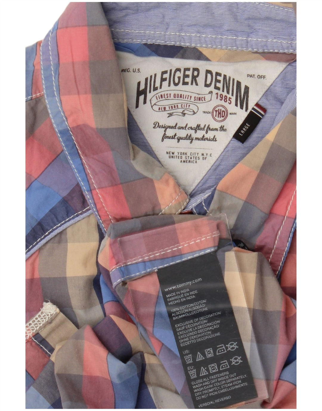 Camicia a maniche corte grafica da uomo Tommy Hilfiger grande motivo a quadri multicolore