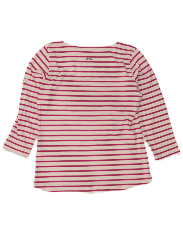 Joules Top da donna manica 3/4 UK 10 piccolo cotone a righe rosa