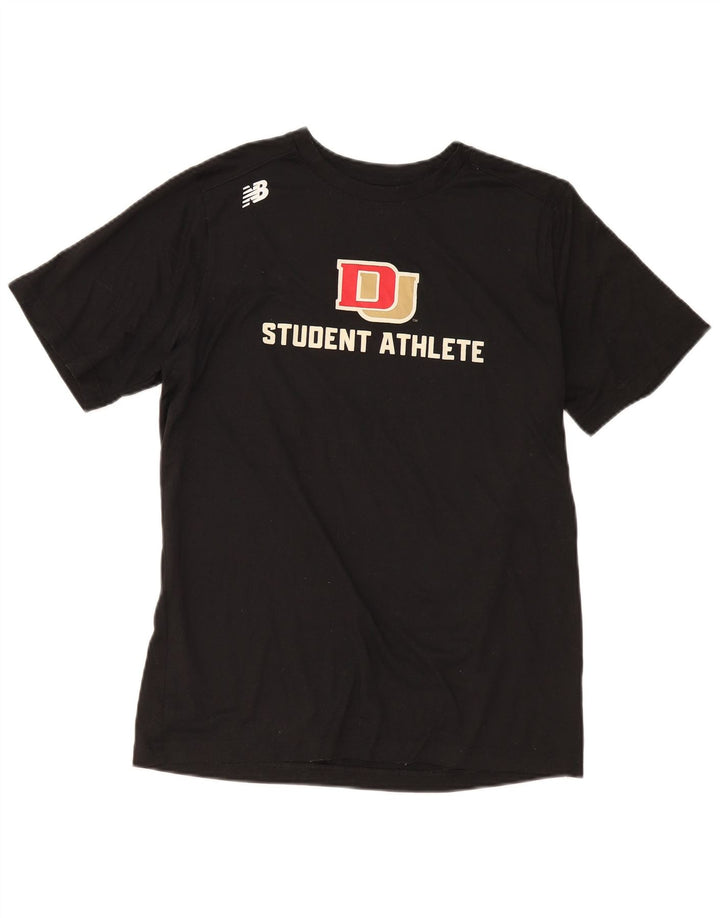 T-shirt grafica da uomo New Balance Top grande in poliestere nero