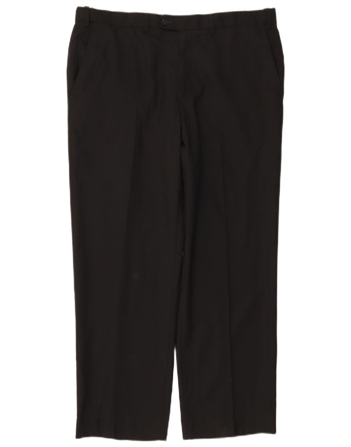 Pantaloni da abito regolari dritti da donna Marks & Spencer W36 L29 lana nera