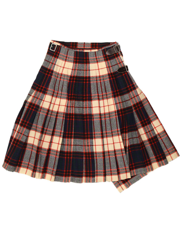 Gonna a portafoglio vintage da donna in kilt W26 piccolo scozzese blu navy