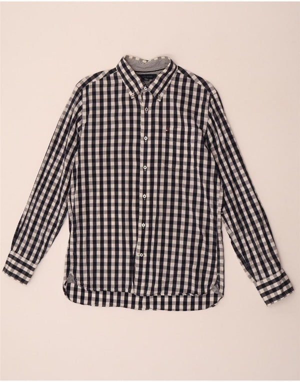 Camicia da uomo su misura Tommy Hilfiger taglia 15 1/2 16 a quadretti blu medio