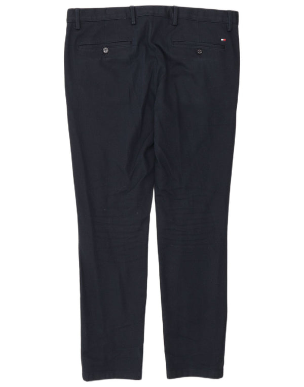 Pantaloni casual slim da uomo Tommy Hilfiger W34 L30 cotone blu navy