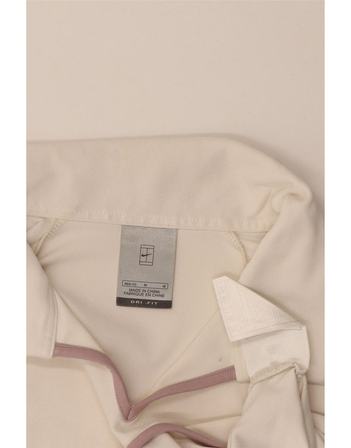 Polo NIKE Dri Fit Crop da donna US 8/10 poliestere bianco medio