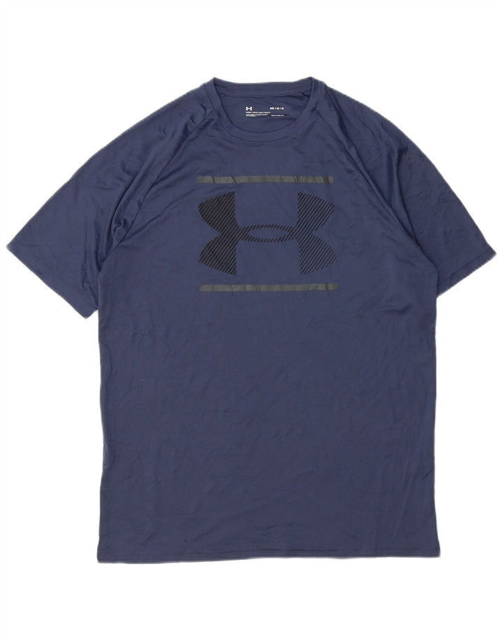 T-shirt grafica da uomo UNDER ARMOUR Heat Gear Top medio in poliestere blu navy