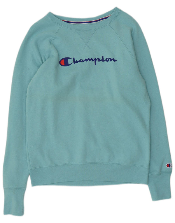 Felpa grafica da donna Champion Jumper UK 10 Small Blue Poliestere
