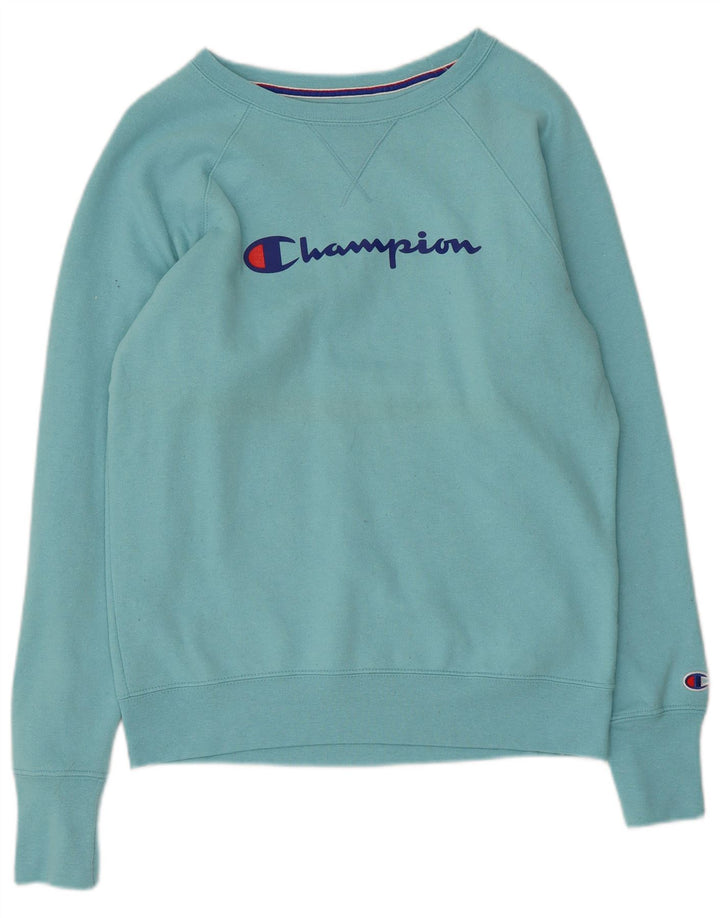 Felpa grafica da donna Champion Jumper UK 10 Small Blue Poliestere