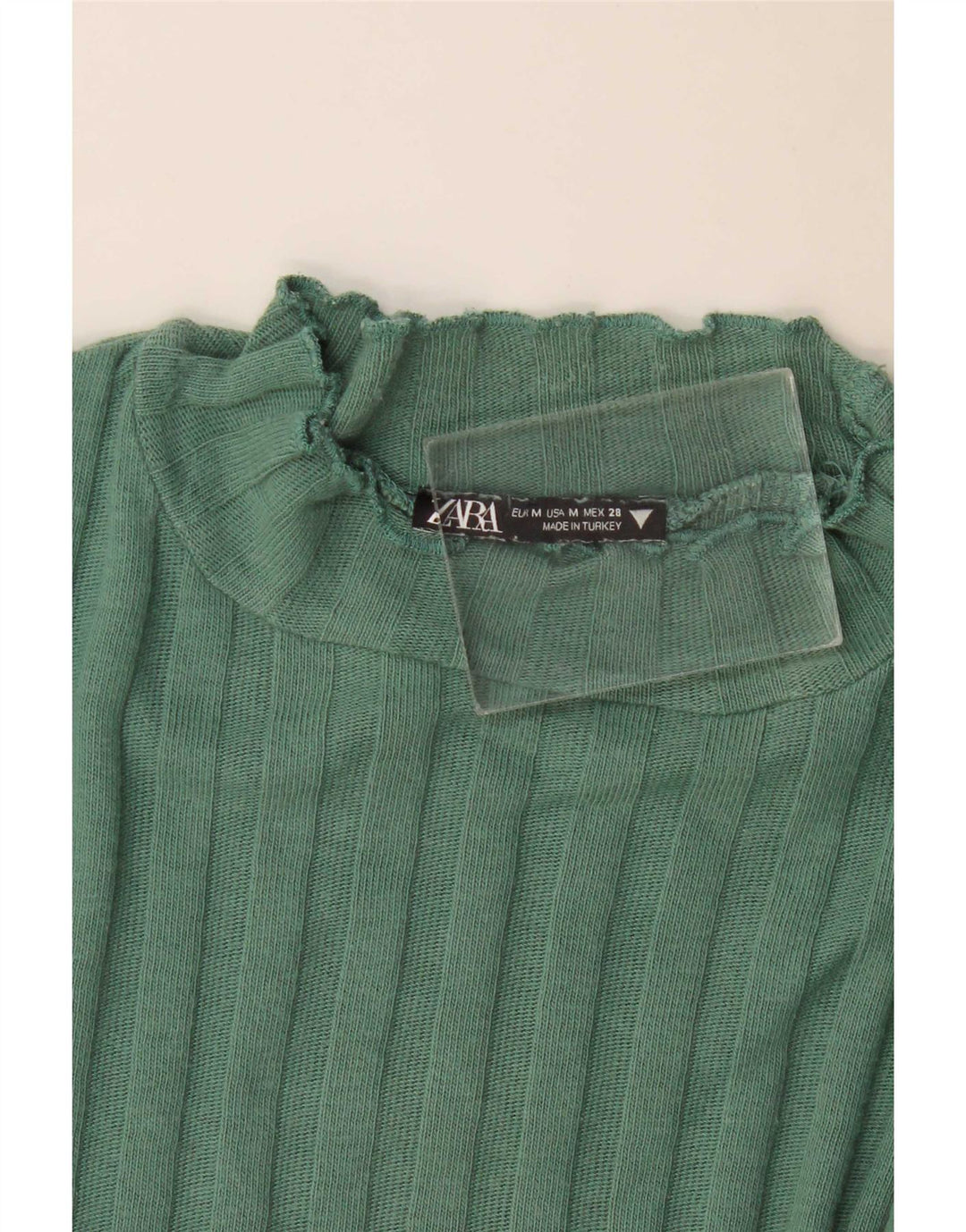 Top corto da donna Zara manica lunga UK 12 verde medio