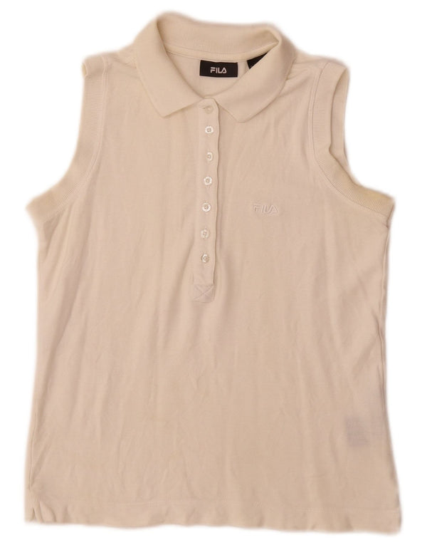 Polo senza maniche da donna Fila UK 12 cotone bianco medio
