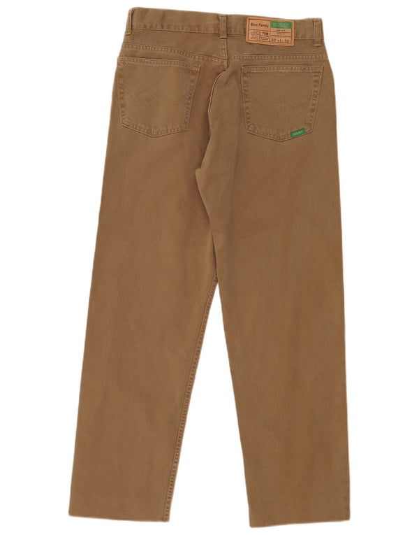 Pantaloni casual dritti da uomo Benetton Perfect Fit W33 L28 in cotone beige
