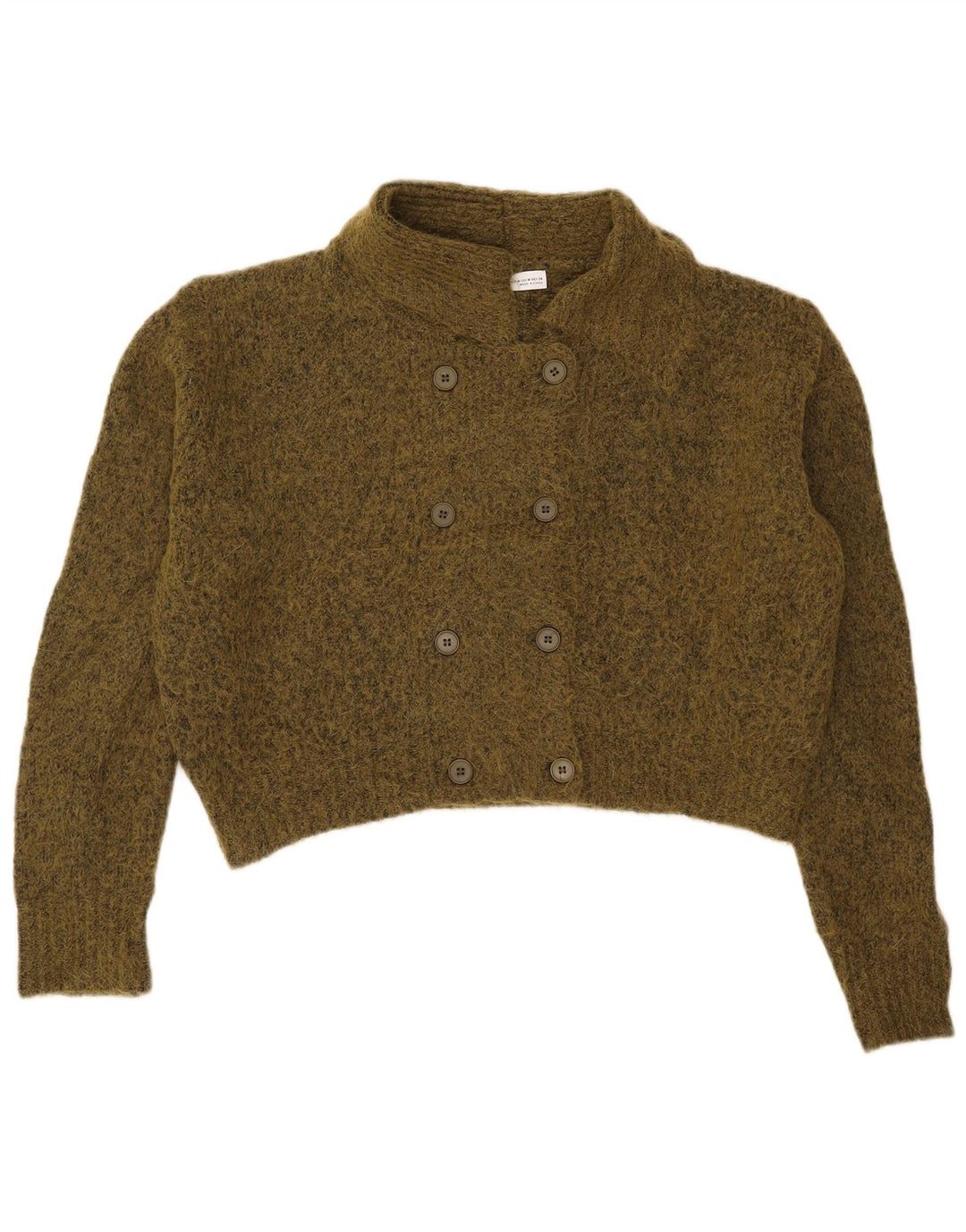 Maglione cardigan corto oversize da donna Zara UK 14 medio kaki screziato