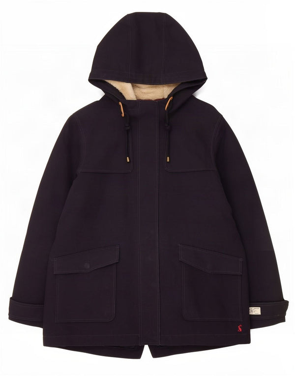 Joules Giacca Parka Sherpa da donna con cappuccio UK 14 Large Blu Navy in cotone