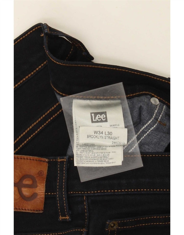 Jeans dritti da uomo Lee Brooklyn W34 L30 cotone blu navy