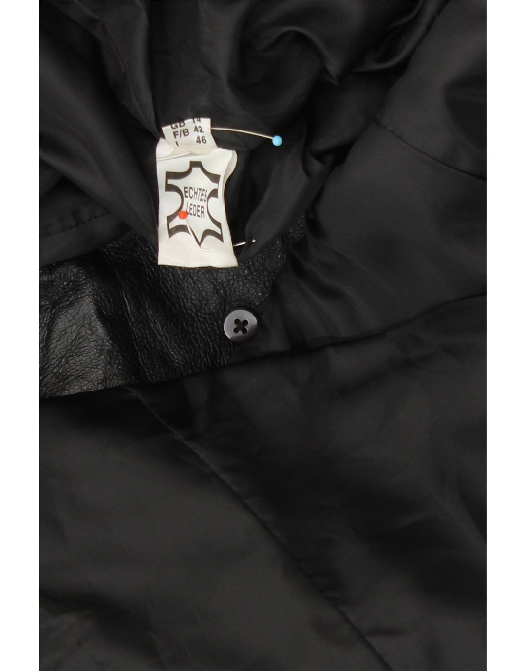 Cappotto in pelle da donna vintage UK 14 grande pelle nera