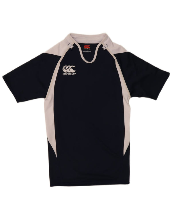 Canterbury - Maglietta grafica da uomo, piccola, in poliestere a blocchi di colore blu navy