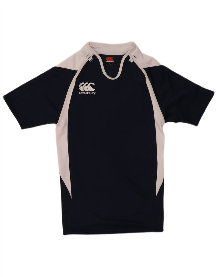 Canterbury - Maglietta grafica da uomo, piccola, in poliestere a blocchi di colore blu navy