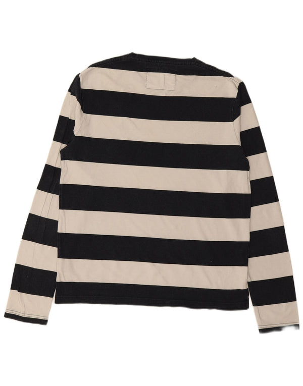 JACK WILLS Top da uomo a maniche lunghe in cotone a righe medie blu navy