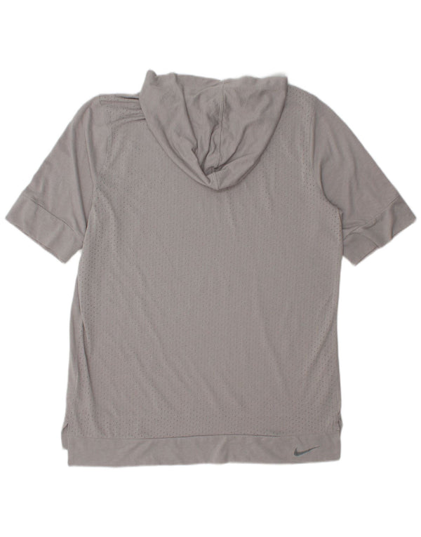 T-shirt con cappuccio Nike Dri Fit da uomo in poliestere grigio medio