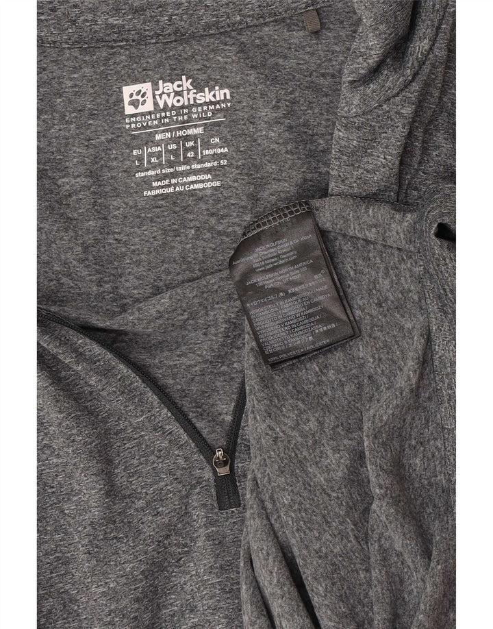 Jack Wolfskin Top da tuta pullover con zip e collo da uomo UK 42 Large Grigio