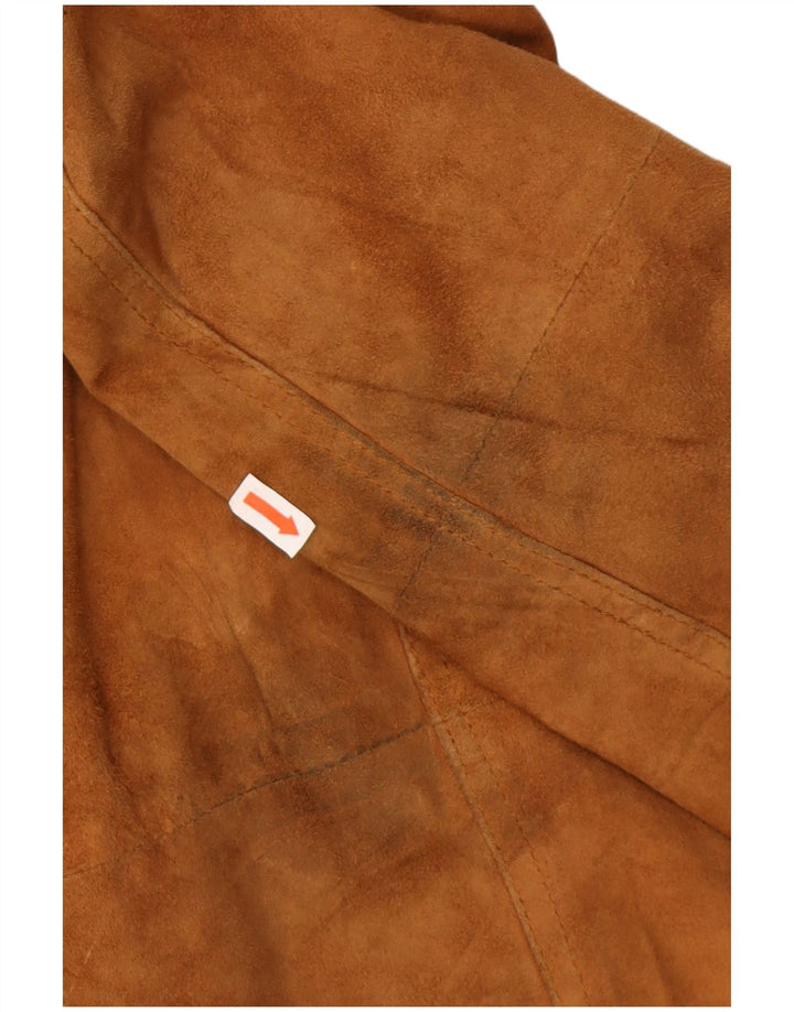 Giubbotto bomber vintage in pelle scamosciata da uomo IT 56 3XL in pelle scamosciata marrone